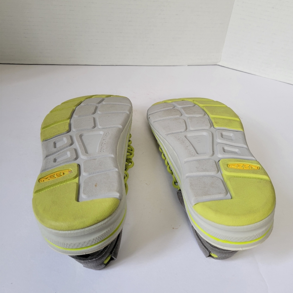 KEEN Uneek Hiking Water Sandal With Braided Cord, Neon Green and Gray Women Size - Picture 3 of 4